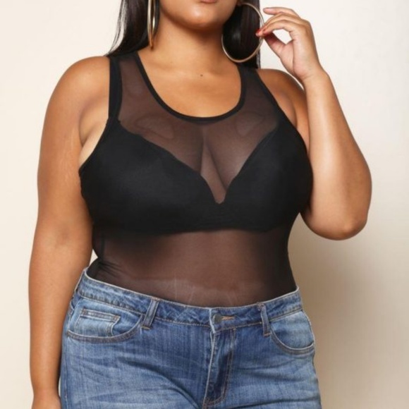 Plus Size Sleeveless Mesh Bodysuit - Picture 4 of 5